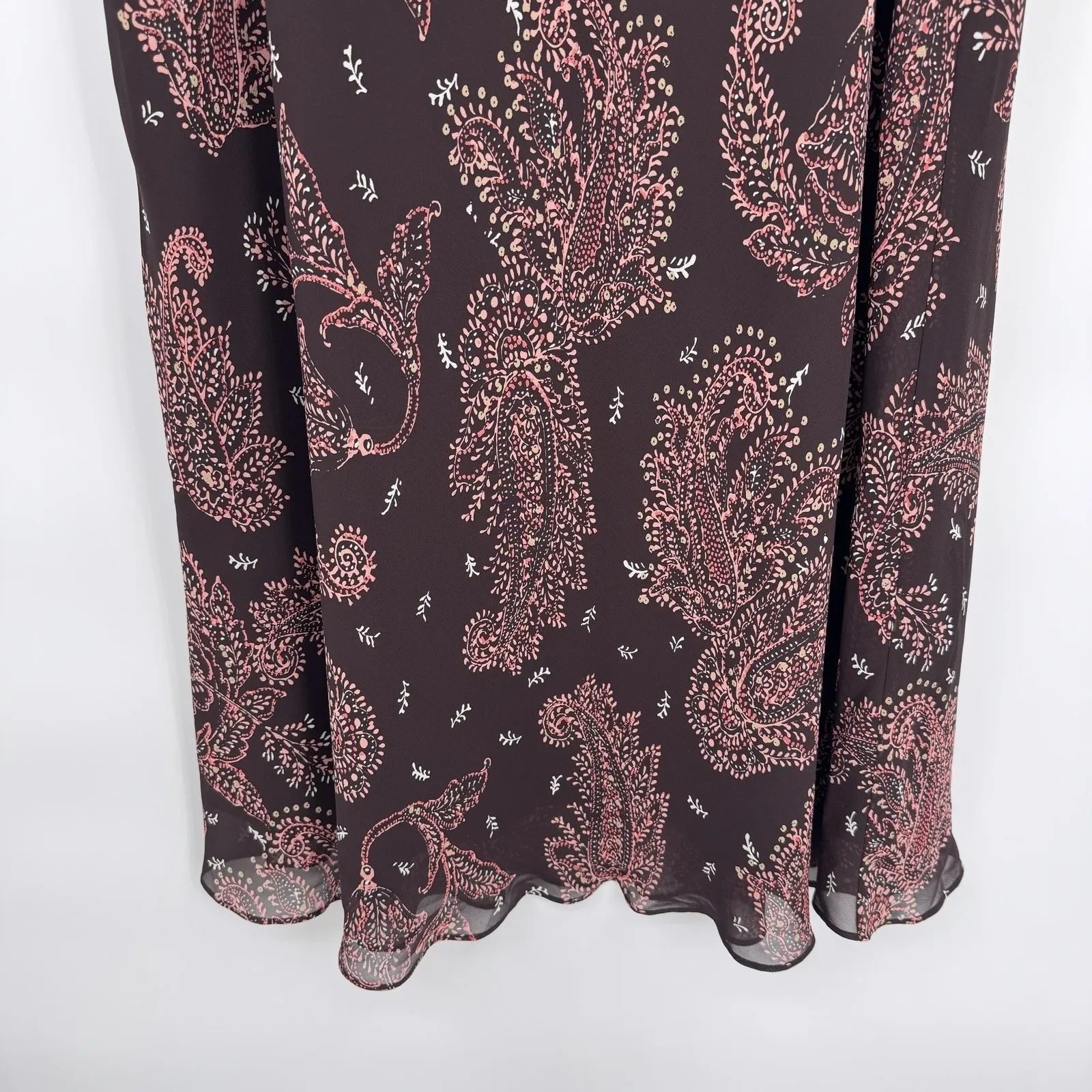 Vintage Y2K East 5th Midi Skirt Womens 14 Brown Paisley Whimsigoth Fairy - Image 3