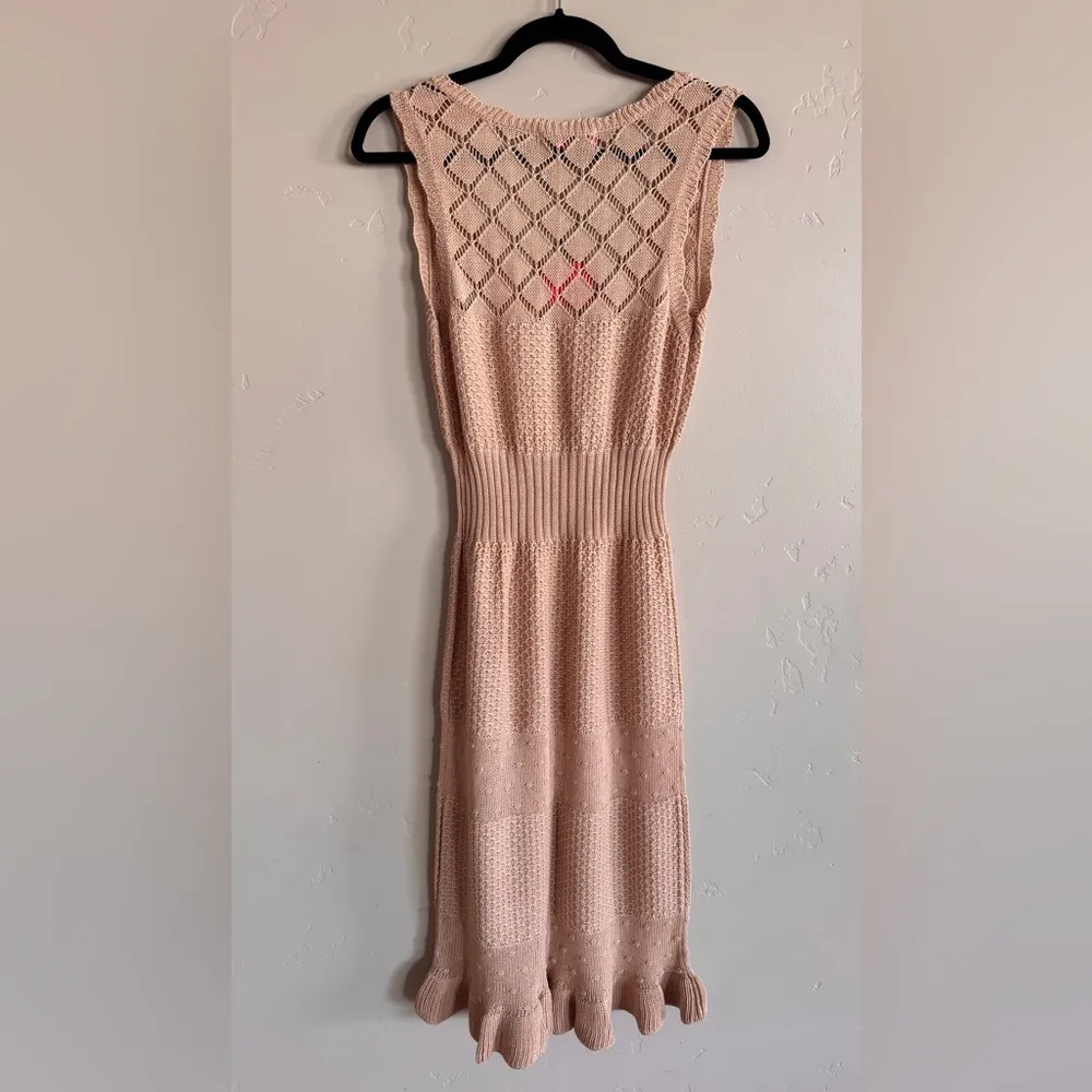 Betsey Johnson Alabaster crochet knit sleeveless dress tan size medium NWT - Image 11