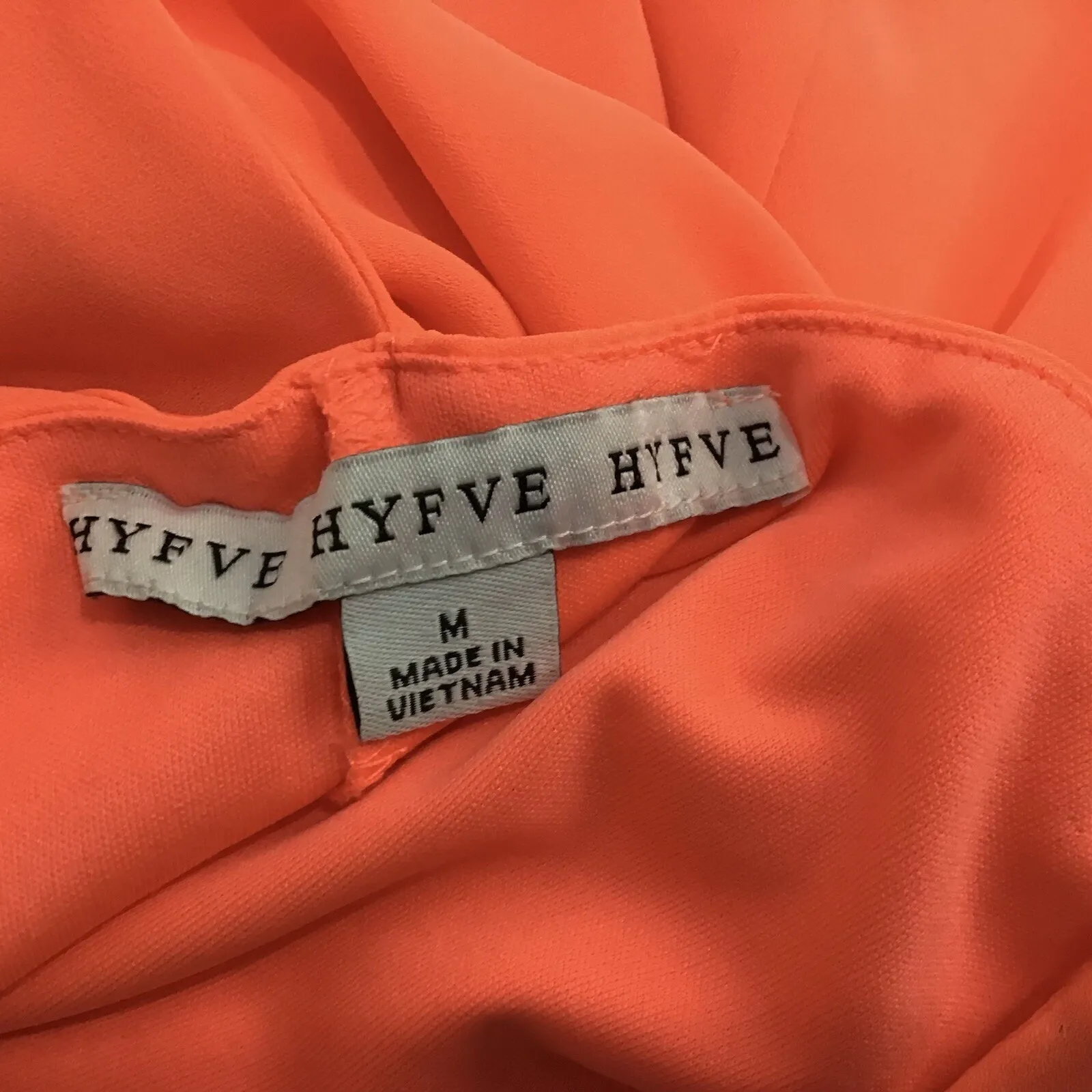 HYFVE Orange Chiffon Ruffle Mini Dress Spaghetti Straps Backless Size M - Image 3