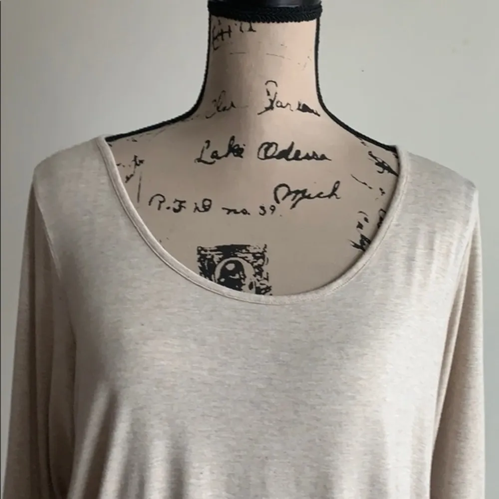 Soft Surroundings Silk Trim Asymmetrical Beige Tunic Size Medium Petite - Image 5