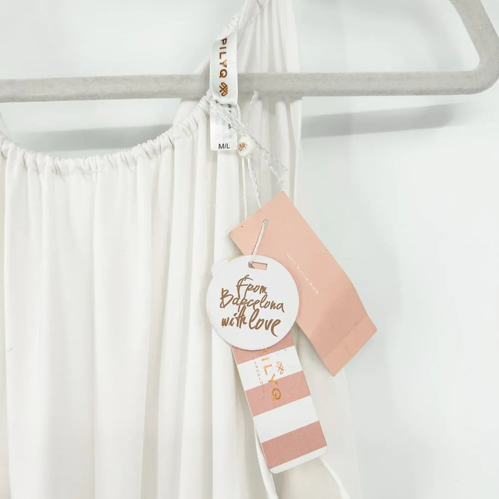 NWT PILYQ Women Bridal Resortwear Water Lilly Hampton Handkerchief Hem Dress M/L - Image 5