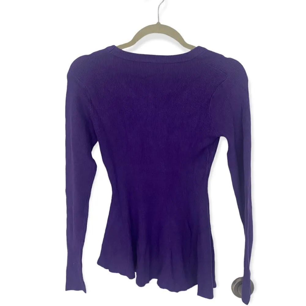 Allegra K Long Sleeve Ribbed Knit Ruffle Hem Peplum Sweater SZ S - Image 5