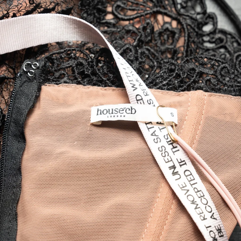 House of CB. Nikita - Black Satin and Lace Corset Dress. - Image 4