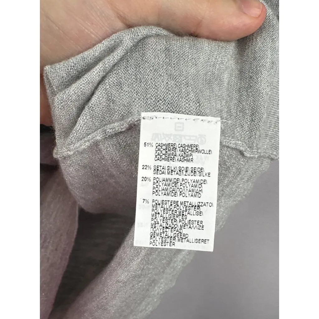 Women’s Brunello Cucinelli Small Light Heather Grey Sparkly Cashmere Shirt - Image 5