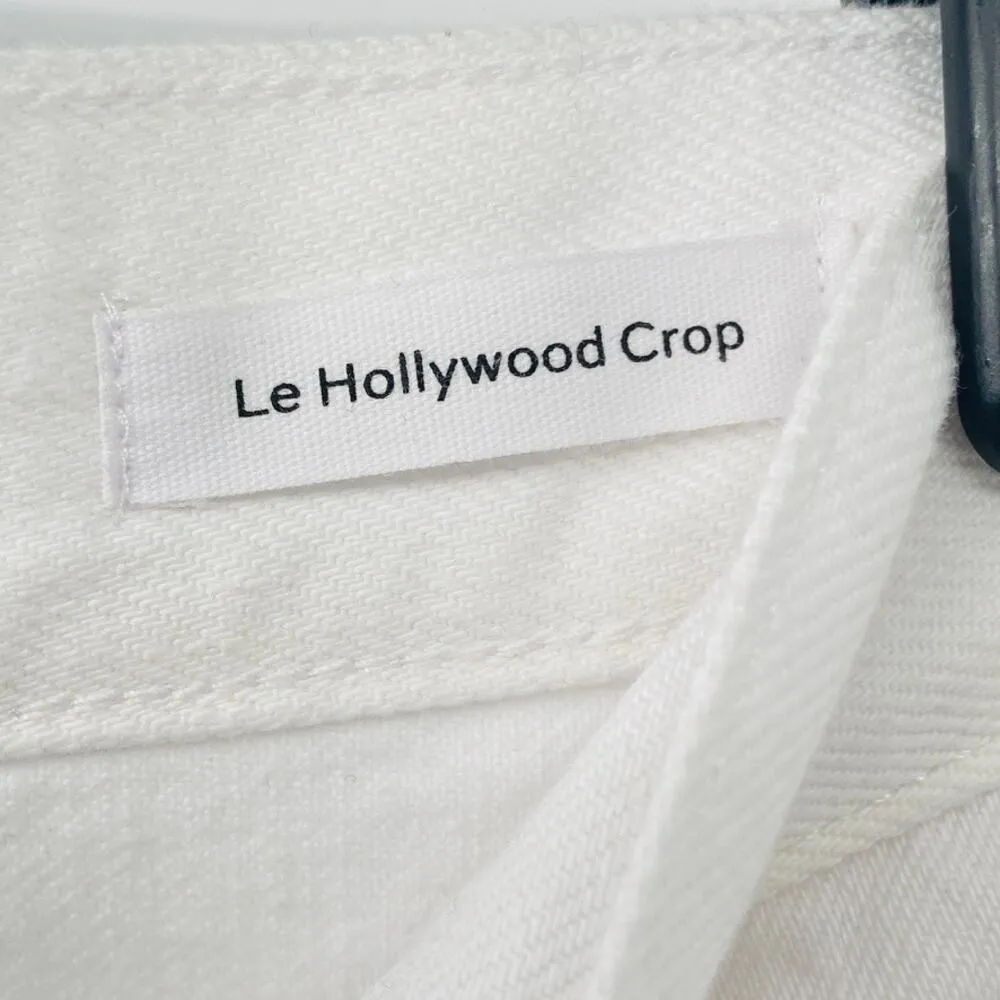 NEW FRAME Le Hollywood High Waist Ripped Crop Straight Leg Jeans Blanc Rips 25 - Image 8