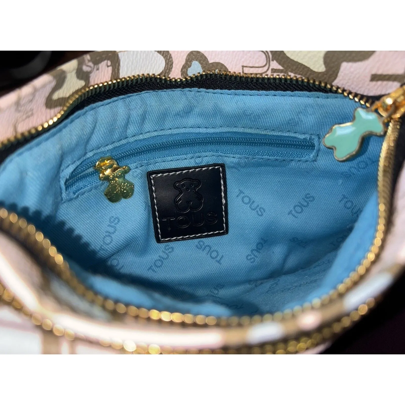 TOUS Bear Waist Bag / Shoulder Strap ? Multicolored Gold Zipper - Image 14