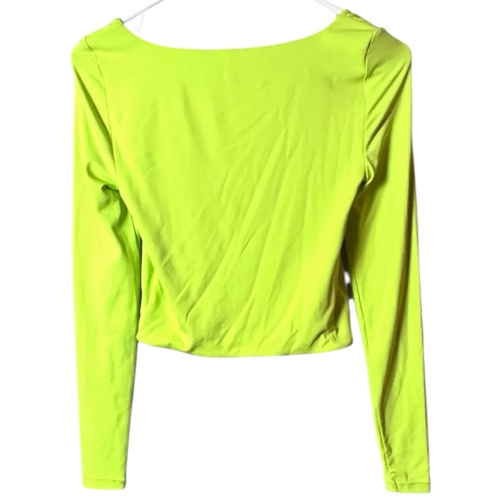 90 Degrees By Reflex Women's Crop Top Lime Green Long Sleeve Top Sz XS - Image 7