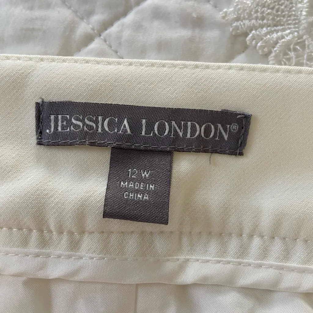 Jessica London Elegant Cream Pencil Skirt Size 12W - Image 4
