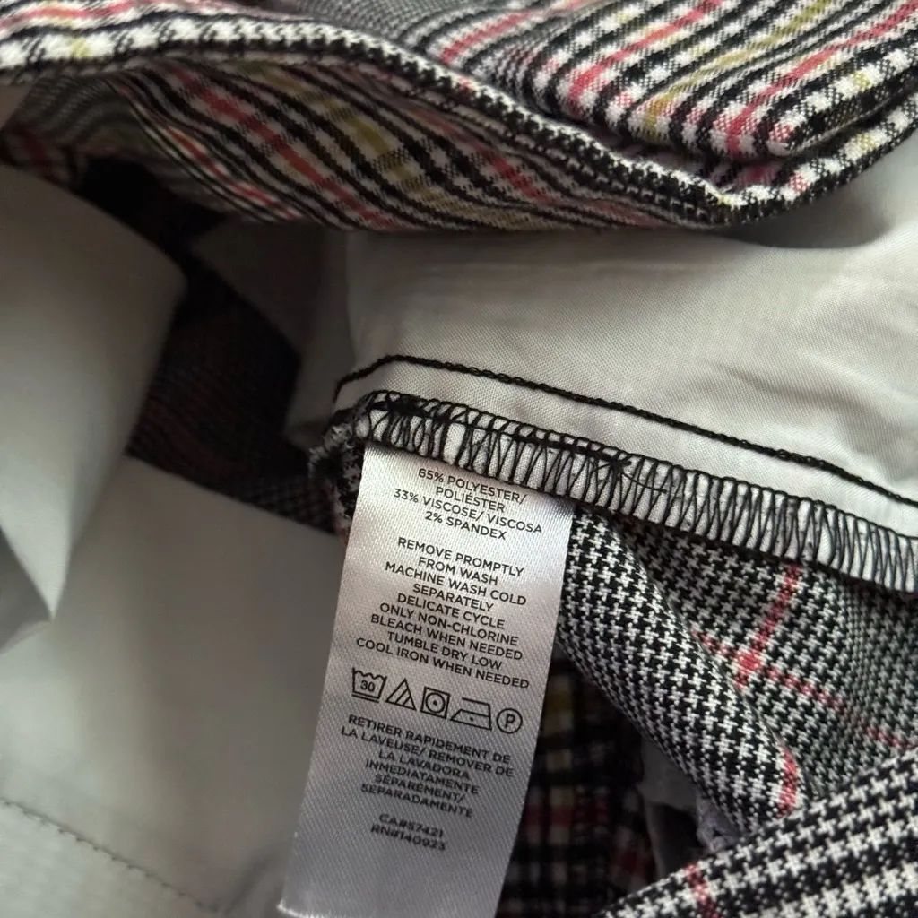 Loft Straight Leg Classic Plaid Dress Trouser Pant | Black/Red/Gold | 8 - Image 7