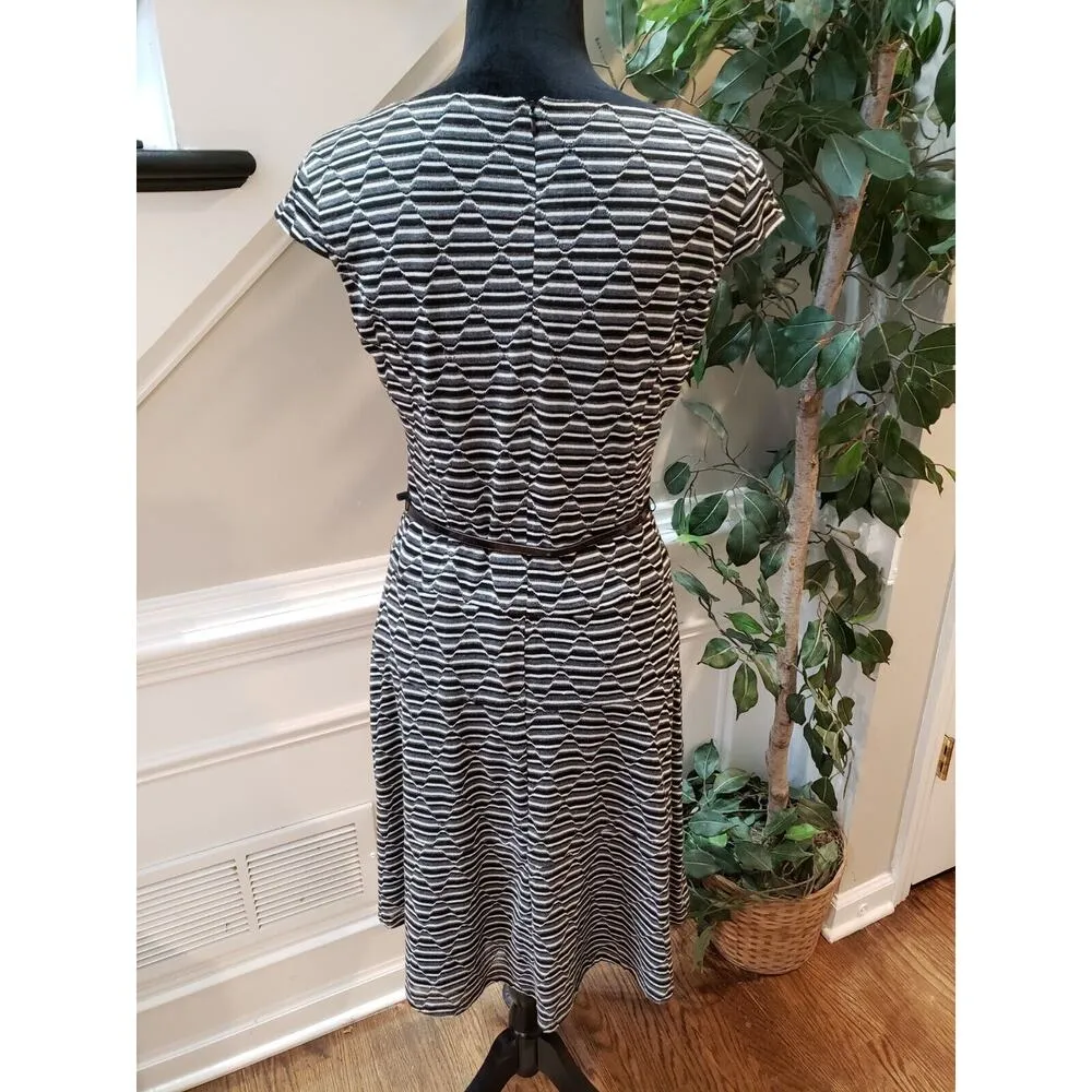 Anne Klein Women Multi Geo Print Round Neck Cap Sleeve Lined Knee Length Dress 8 - Image 9