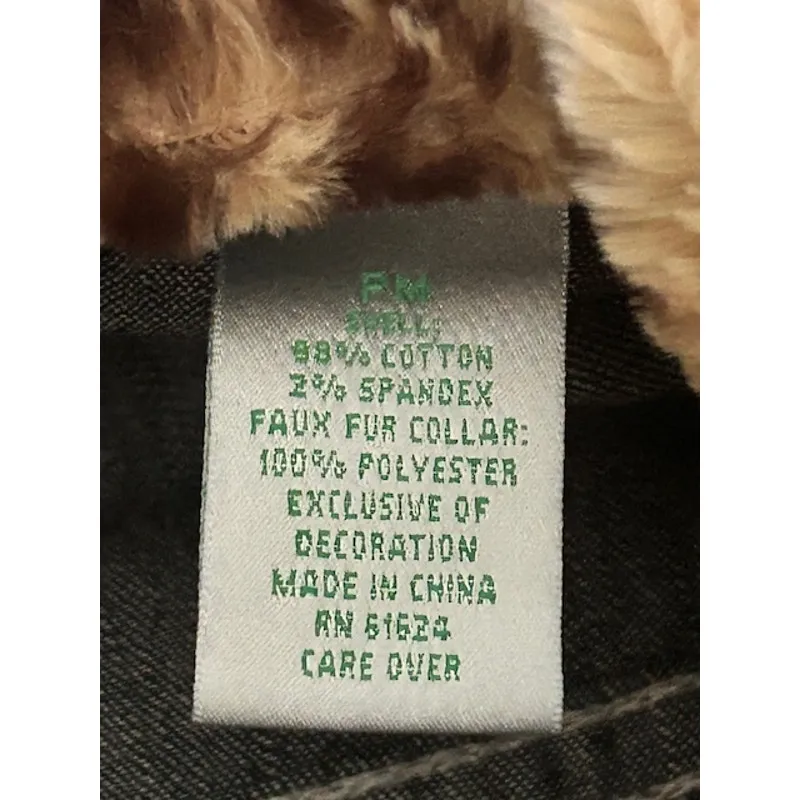 Laura Ashley Petite Denim Jacket Dark Wash Faux Fur Collar PM NWT - Image 5