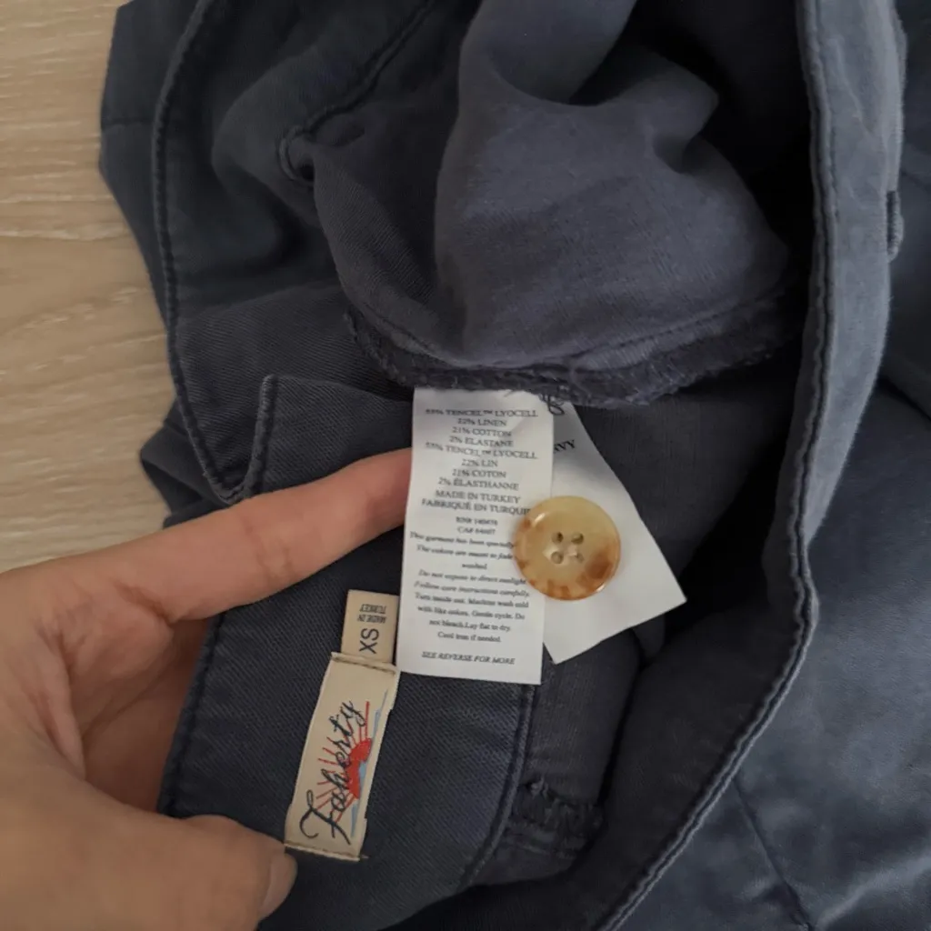 Faherty XS Tencel High Waist Shorts Pleated Navy Resort Vacation - Image 4