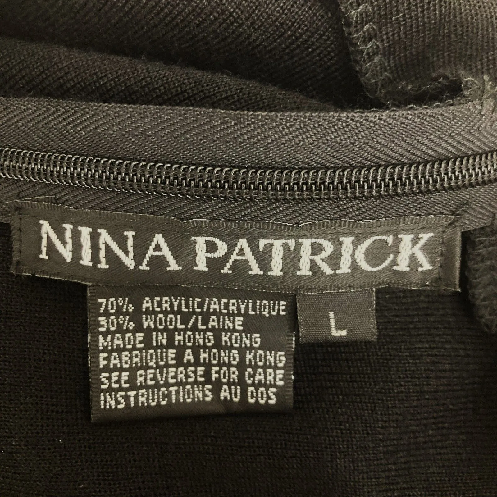 Nina Patrick Sweater Dress Black Gold Snap L Vintage Cozy Statement Size L - Image 12