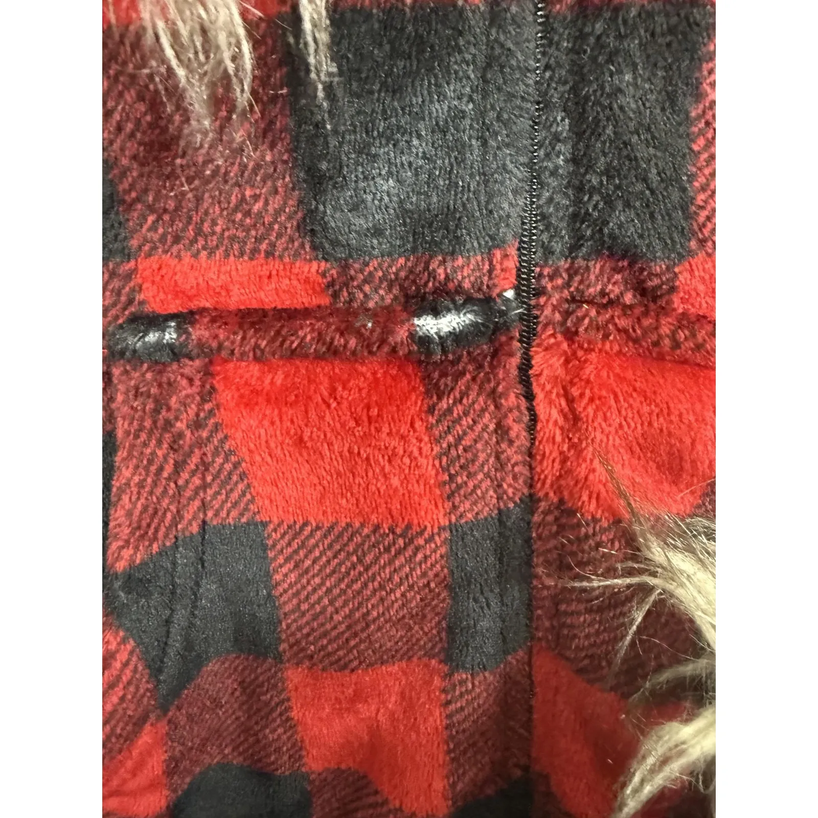 Secret Treasures One-piece Pajamas Womens XS Red Black Buffalo Plaid Hooded Zip - Image 4