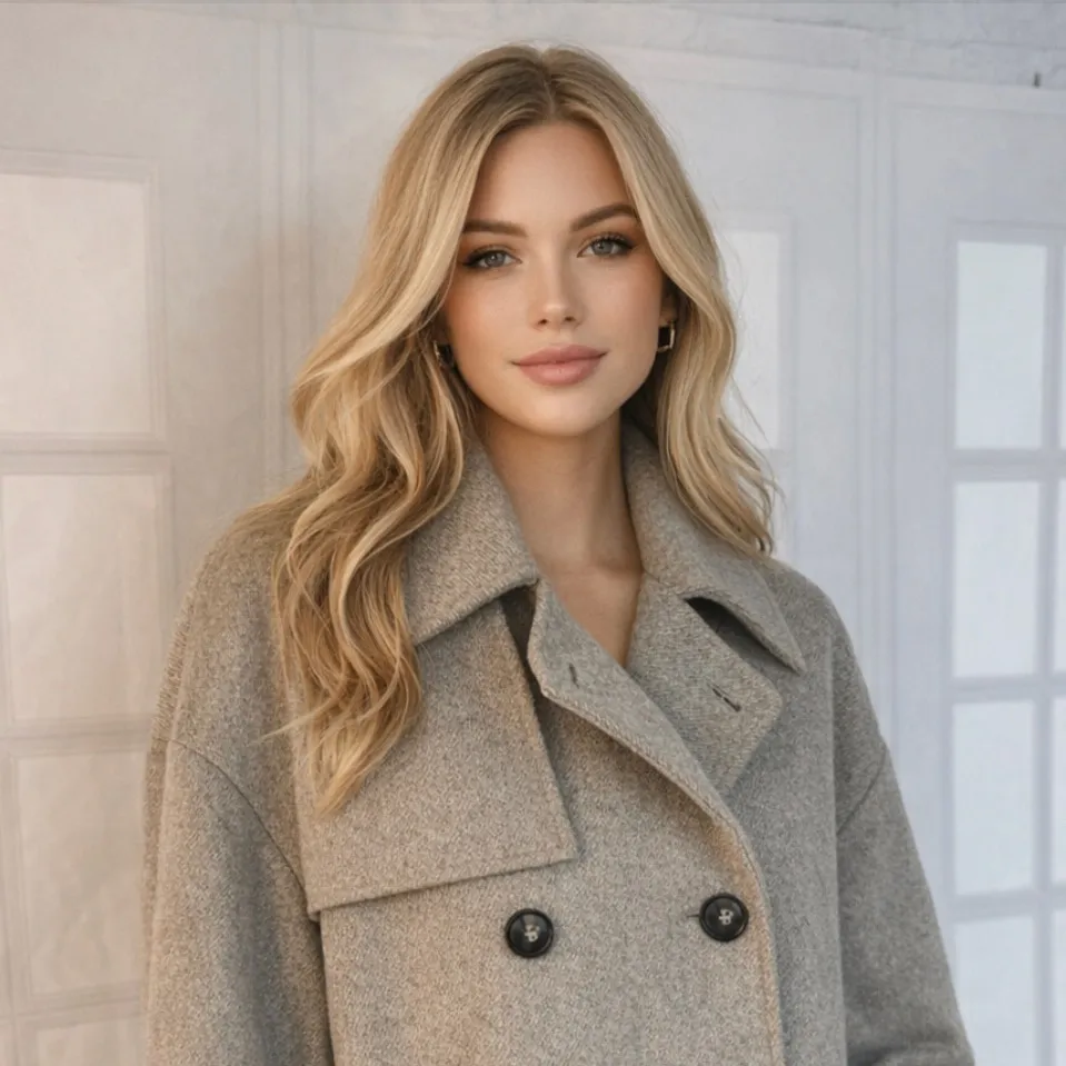 ASOS tan heavyweight double button long trench coat women size 14 winter classic - Image 2