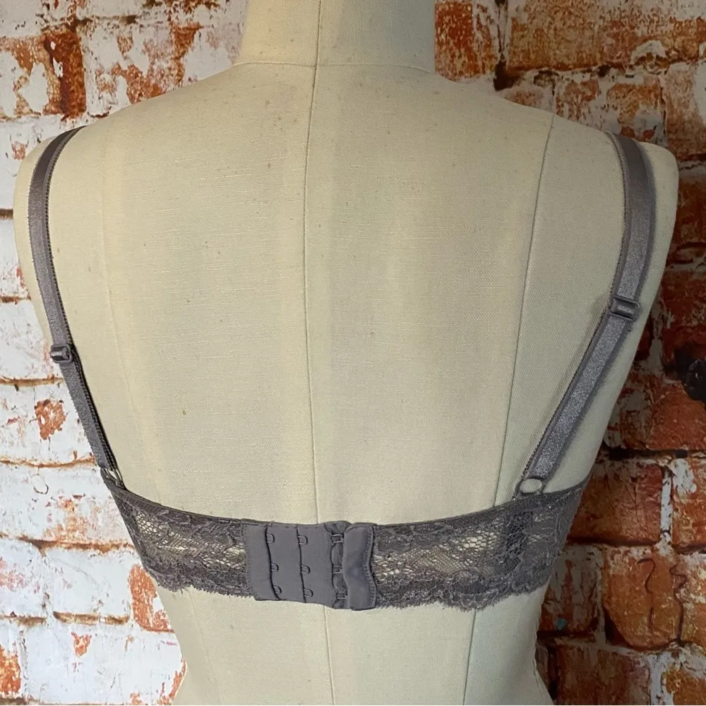 Victoria’s Secret Lined Demi Dream Angels gray purple lace bra 34DD 36D - Image 4