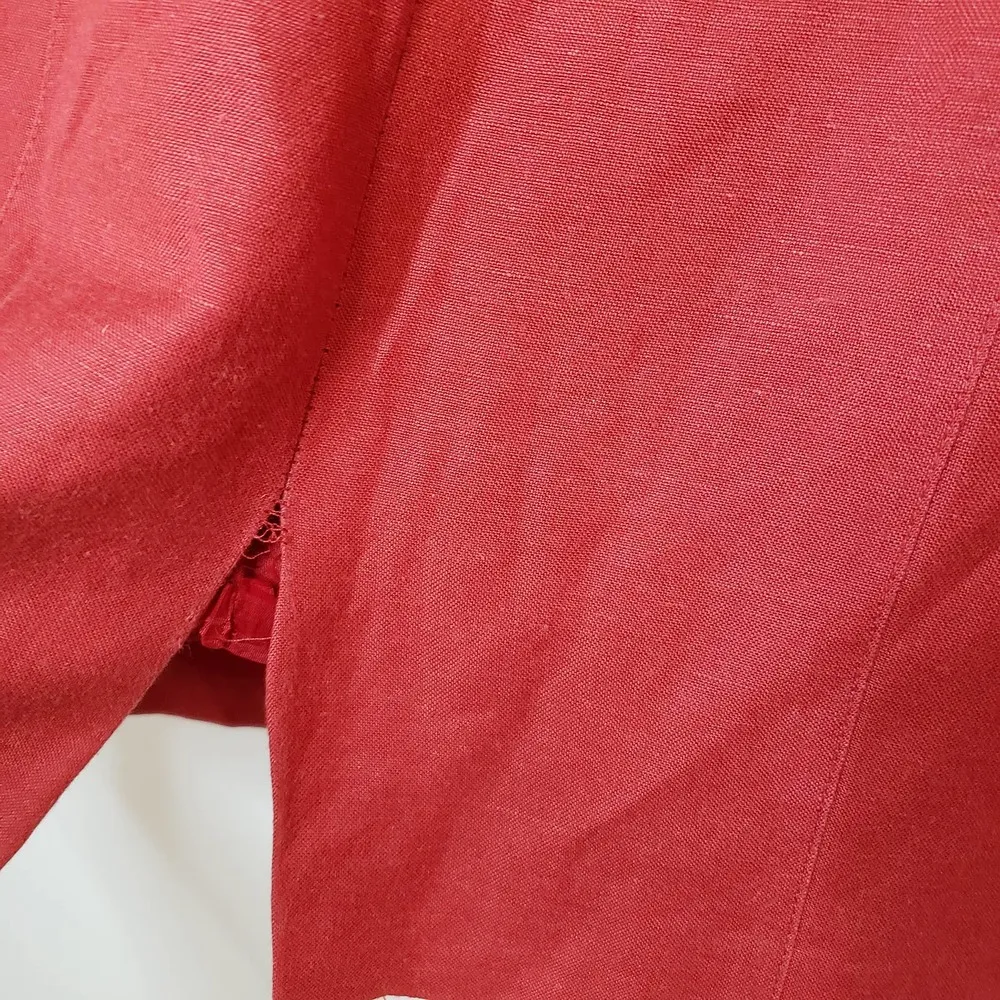 Barami Viscose Linen Rust Colored Sleeveless Shift Dress Embellished Pockets 12 - Image 8