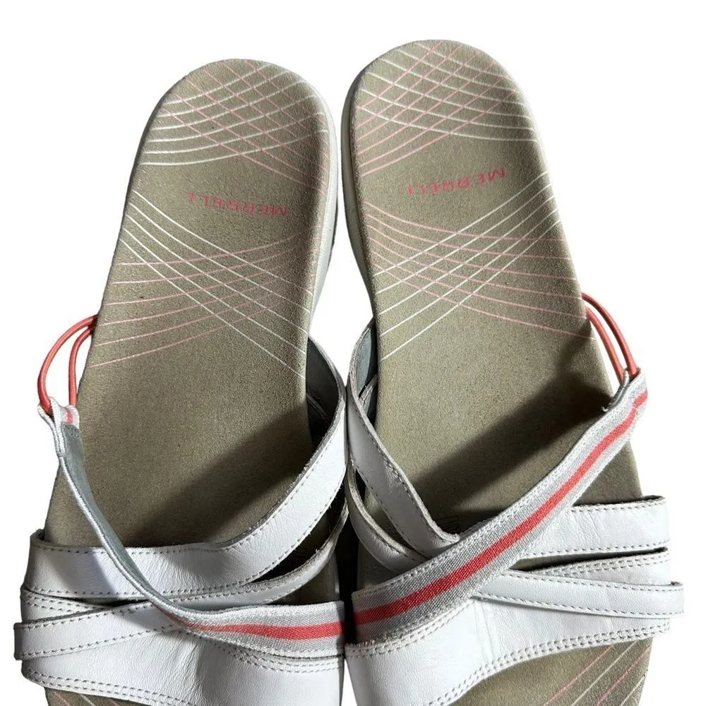Merrell Womens Camellia White Leather Cayenne Strip‎ Slides Slip On Sandals - 11 - Image 6