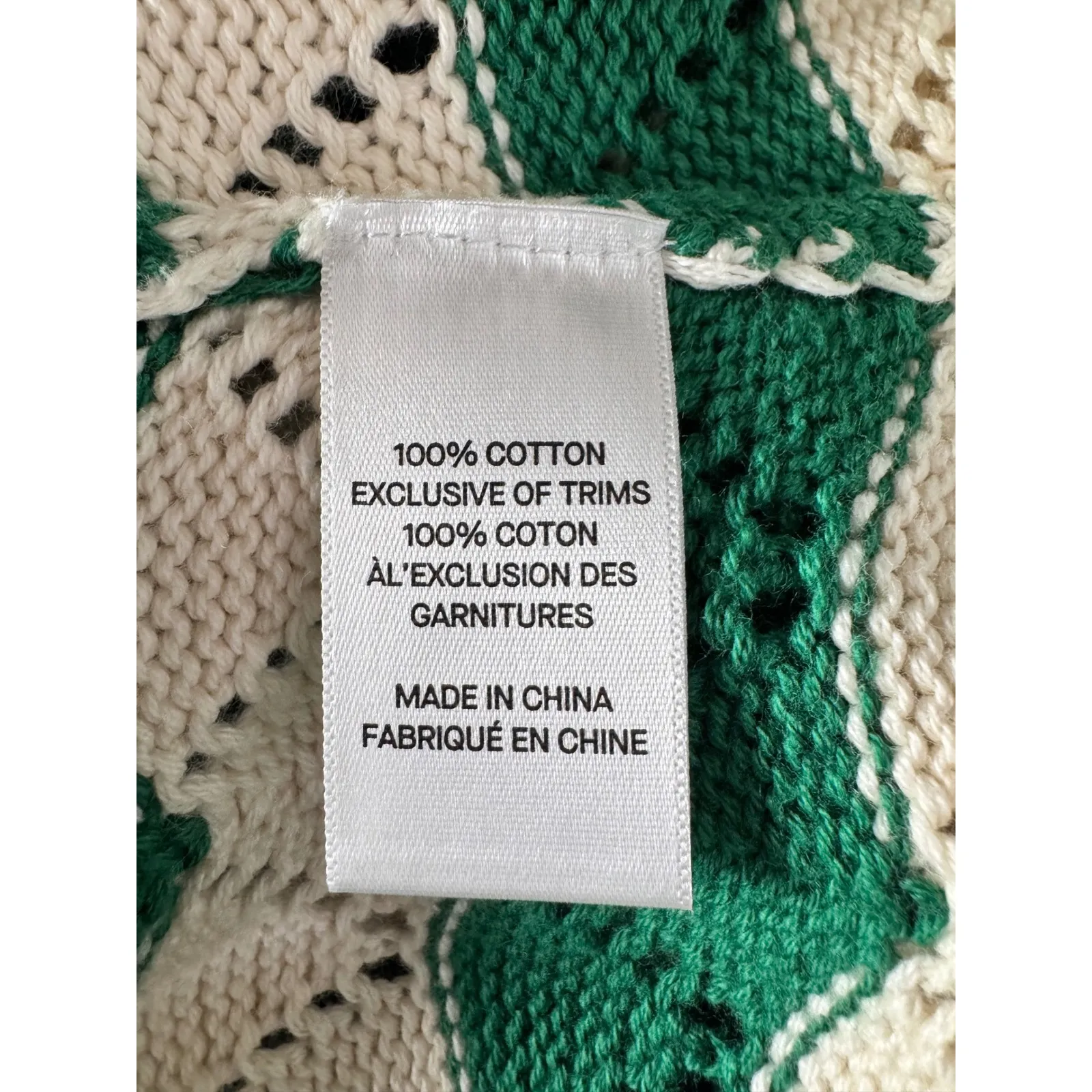 MISA Los Angeles Green Cream Stripe Crochet Knit Maxi Skirt Size L - Image 9