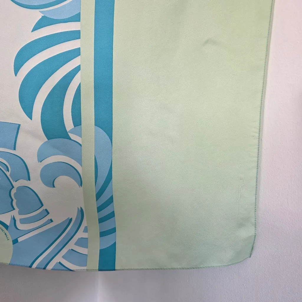 FREY WiLLE 100% Silk Twill Gavroche Magic Sphinx Green Combo Scarf 50cm x 50cm - Image 5