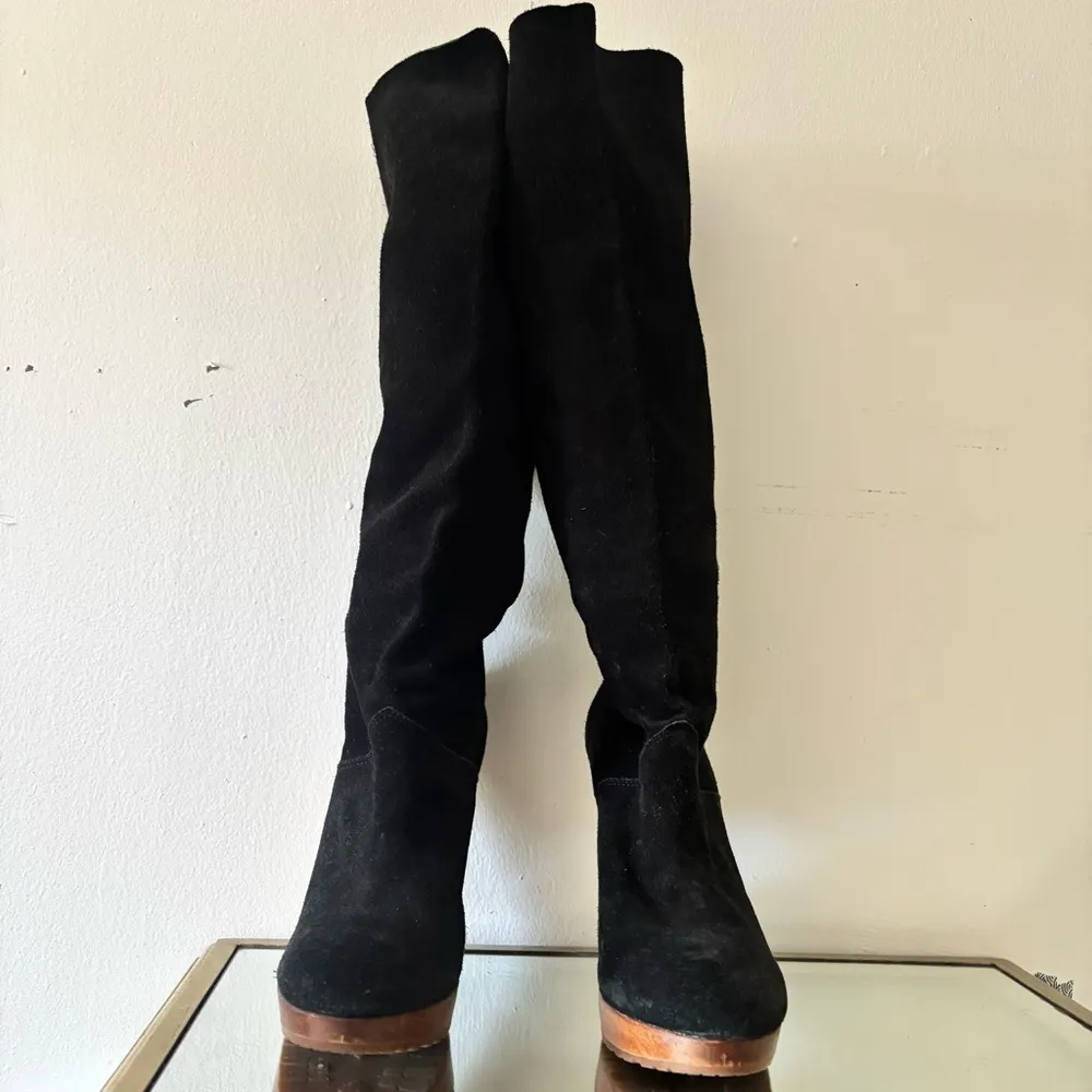 Michael Kors Tall Suede Sz 8.5 Platform Wooden Heel Women's Boots - Image 3