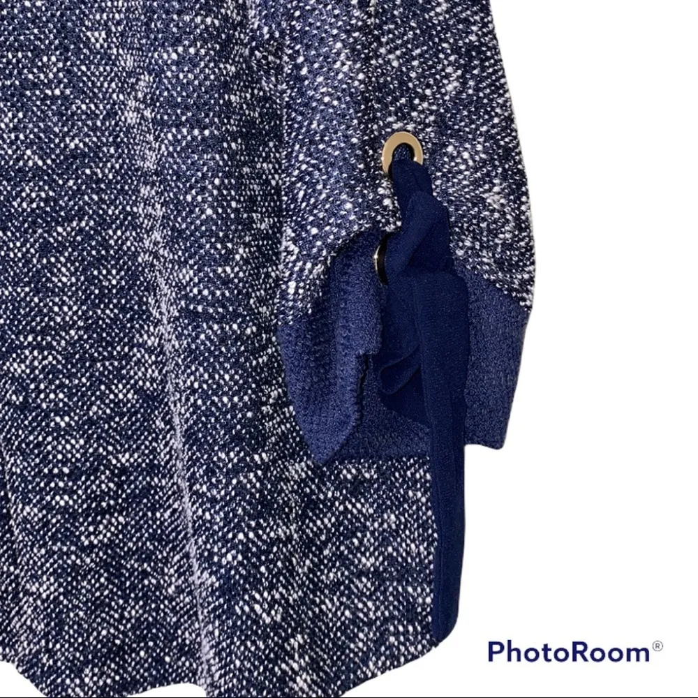 Charter Club 2x women’s plus sweater blue white speckled boat neck tie sleeves - Image 4