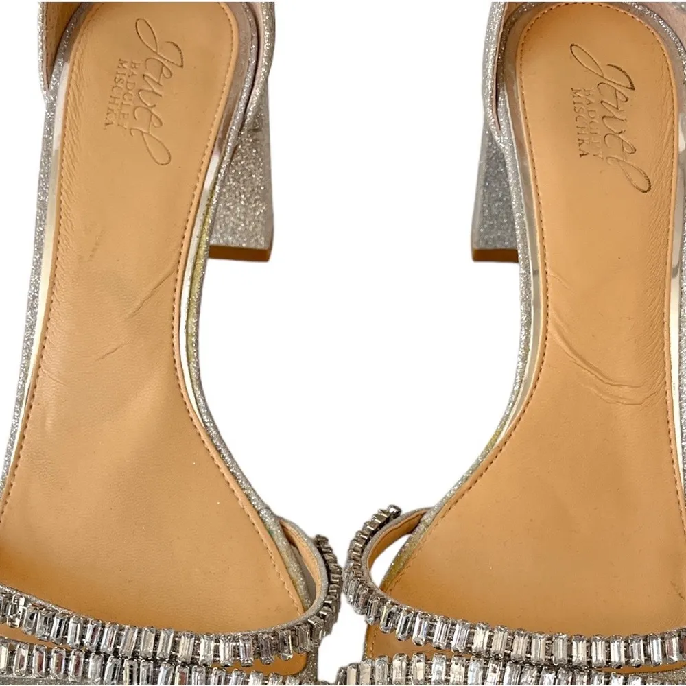 Jewel Badgley Mischka Joanne Strappy Block Heel Silver Size 10 - Image 8