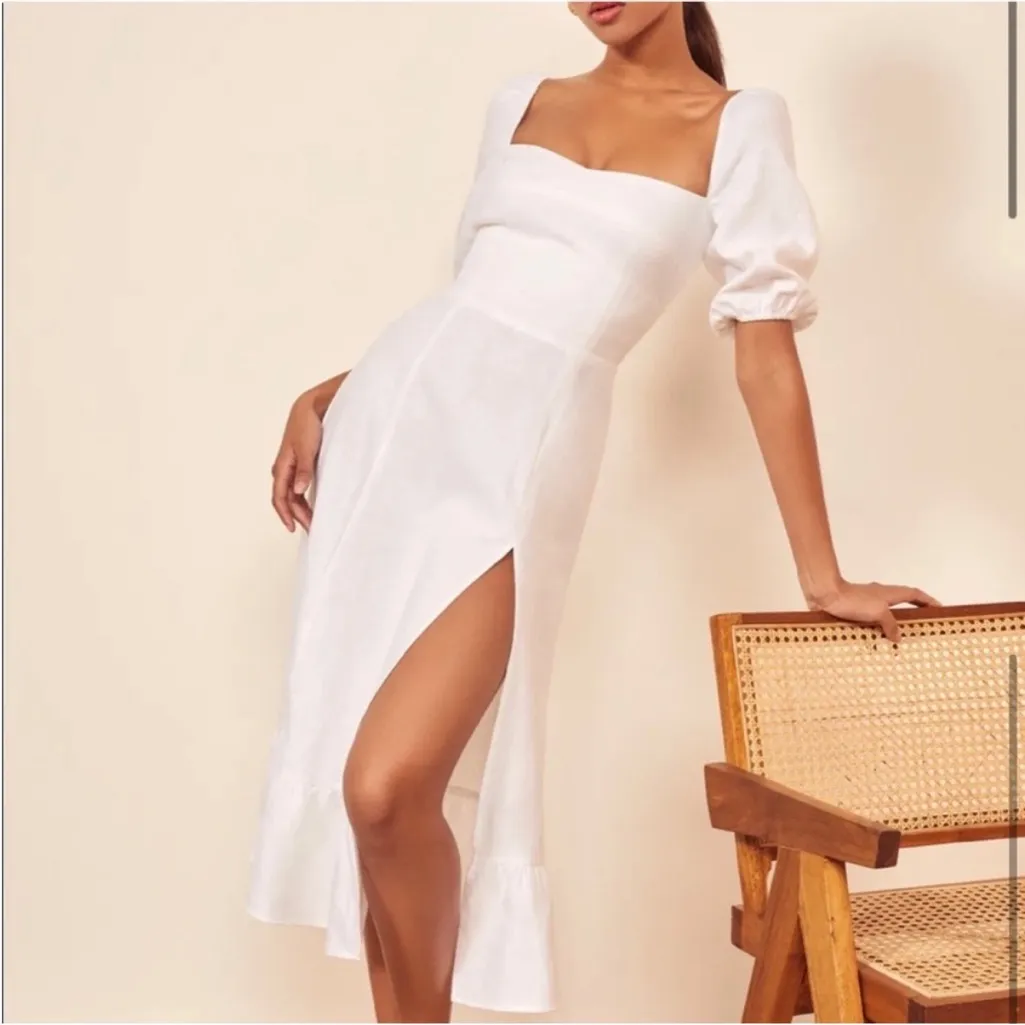 NWOT Reformation Belgium Linen Dress White Sundress - Image 3