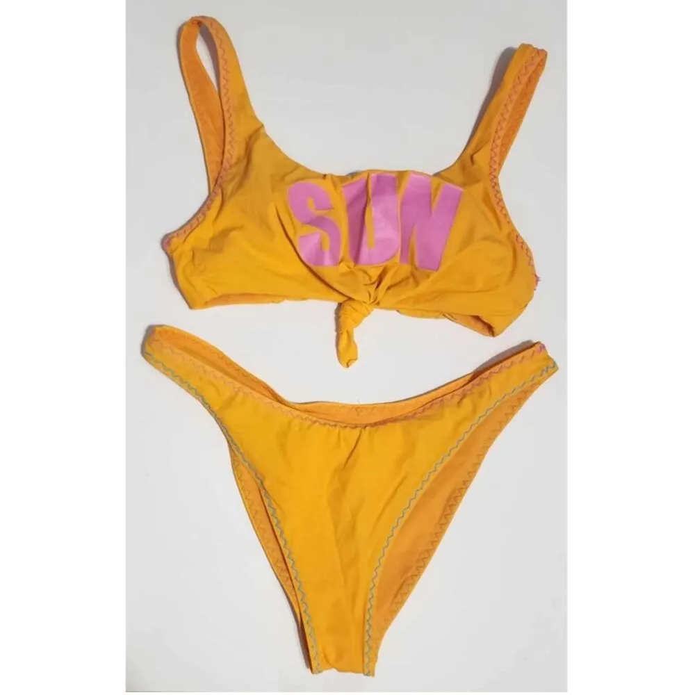 Banana Moon Nouo Naida Beachclub SUN Bikini Set Papaya Pink Juniors Medium Orange - Image 3