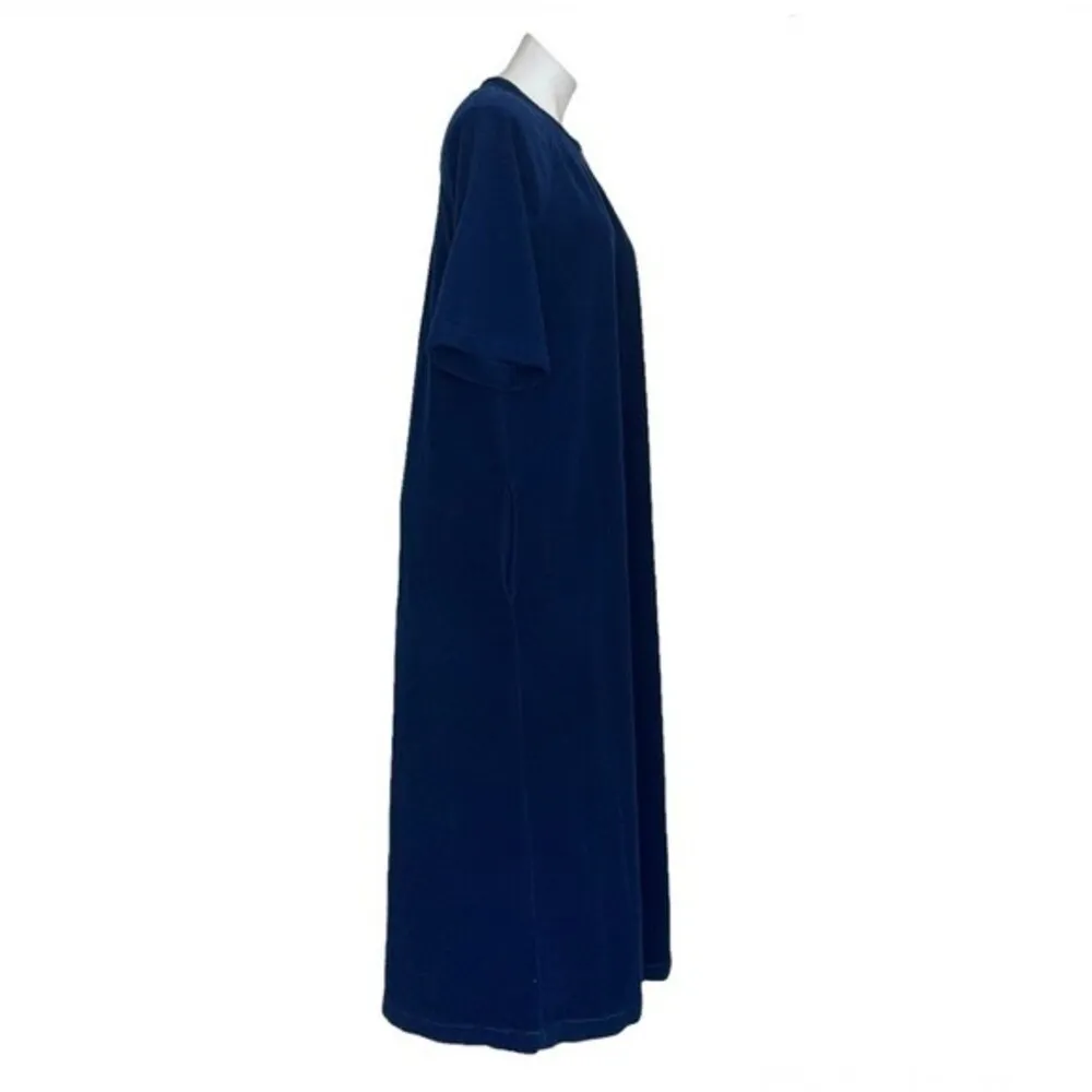 VANITY FAIR Blue Brush Polyester House Dress Robe Medium Pullover Housedress - Image 3