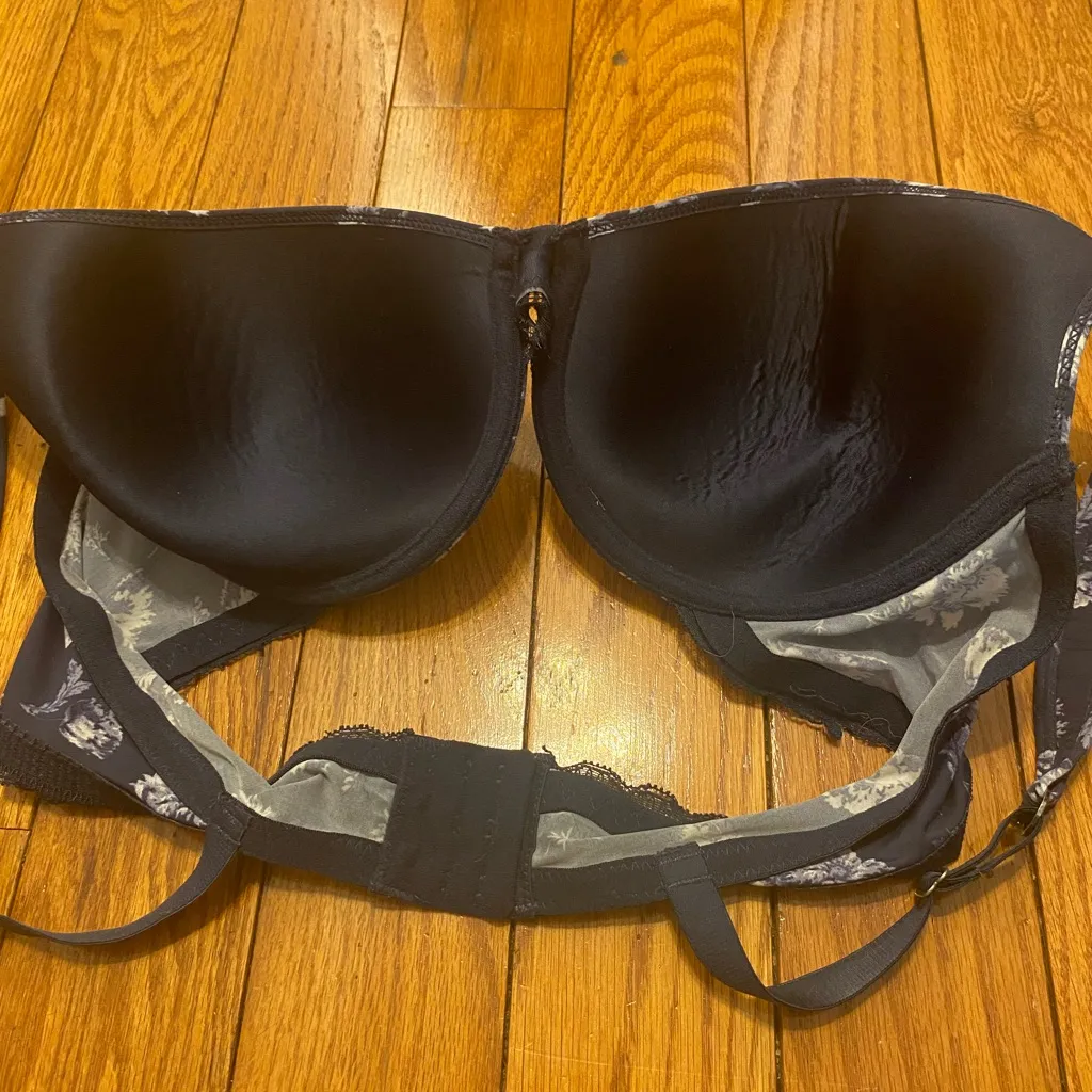 Lucky Brand Blue White Floral Underwire Balconette Bra Size 42D - Image 2