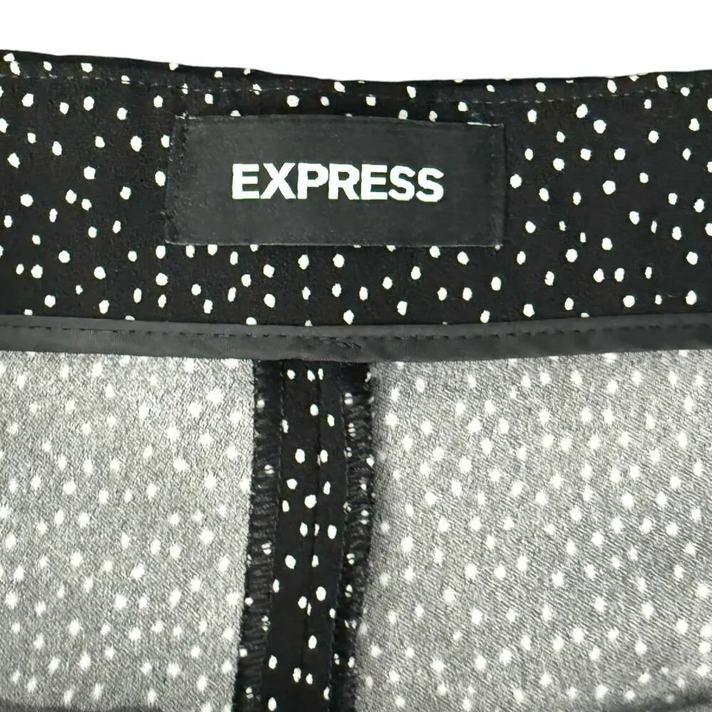 Express Black White Polka Dot Tapered Pleated Ankle High Rise Dress Pants sz 14 - Image 6