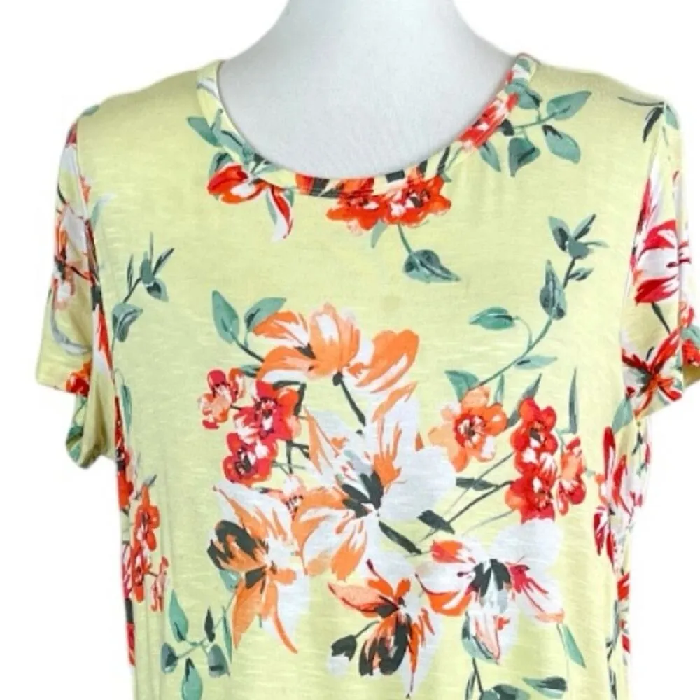 Westport Dressbarn Tee Shirt Scoop Neck Yellow Floral Women’s Size Large - Image 5