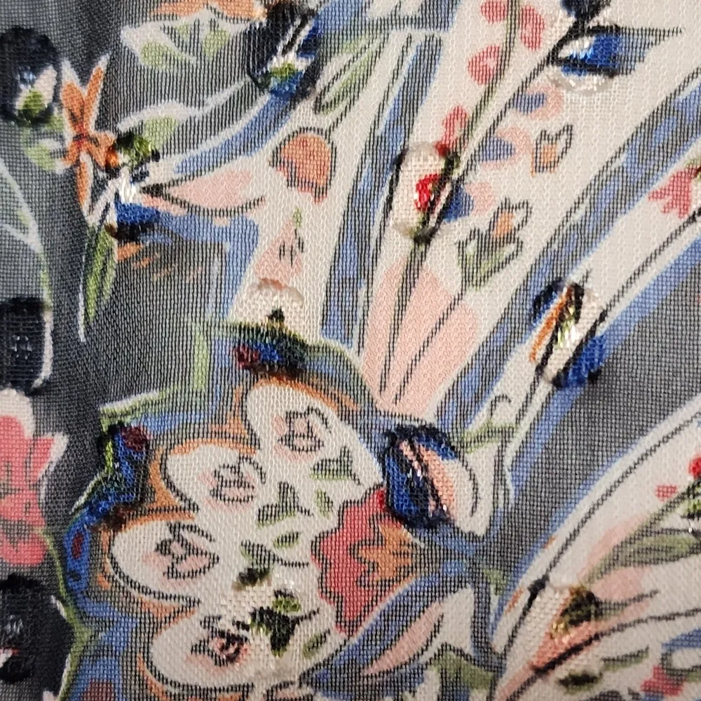 Westport Navy Paisley Cold Shoulder Blouse Size Medium - Image 5