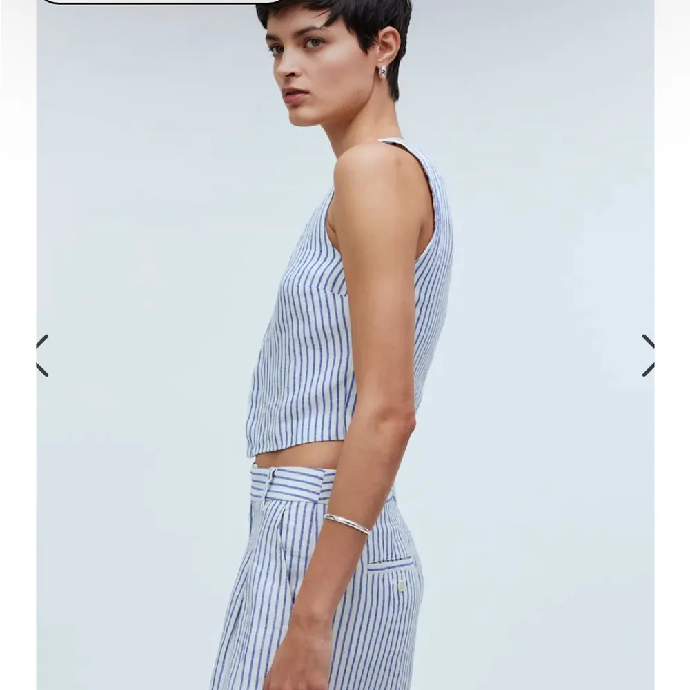 Scoopneck Crop Tank in 100% Linen in Bluestone Size 2 NWT - Image 3