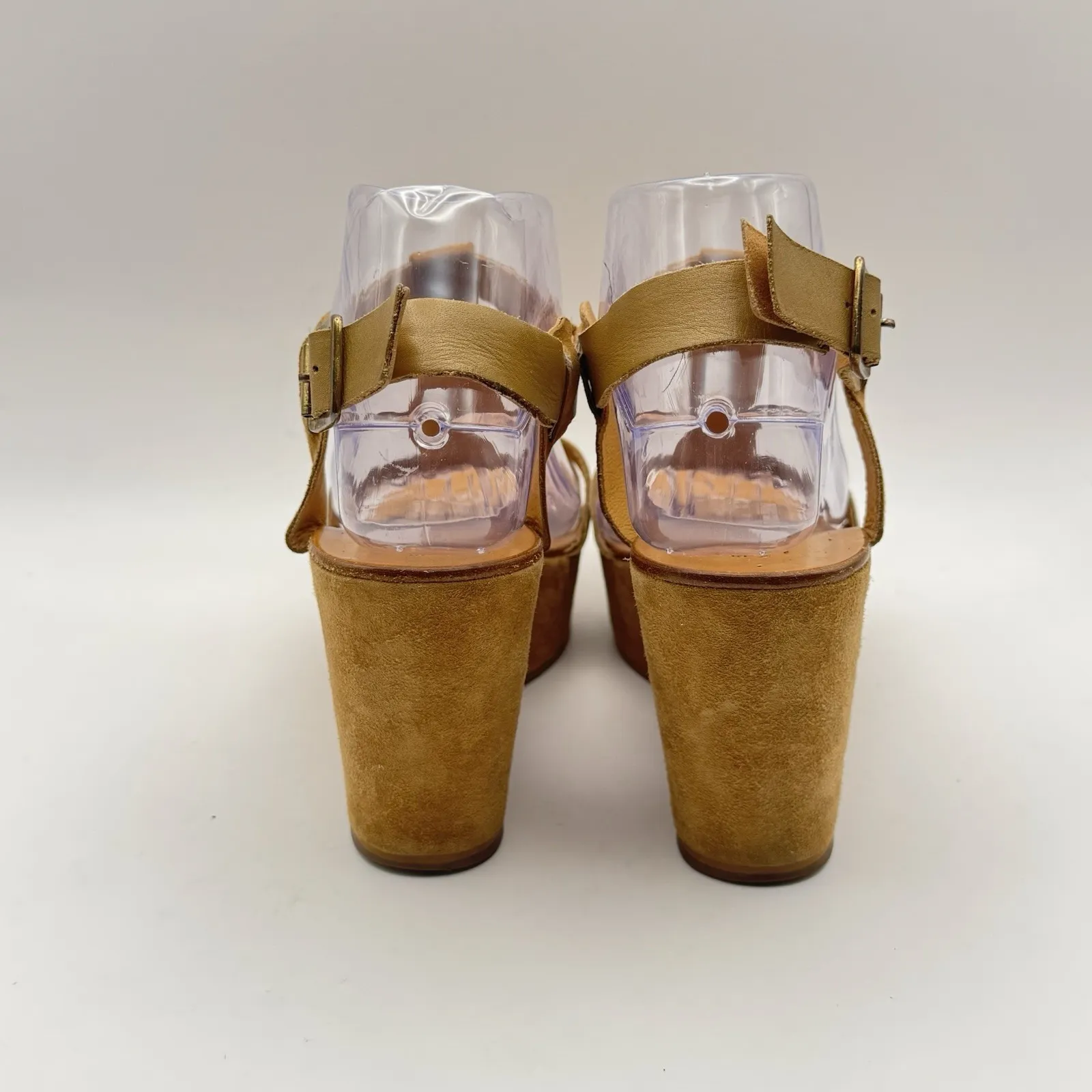 Barneys New York Wedge Sandals -brown/gold- Size 37 (US Size 6.5-7) - Image 2