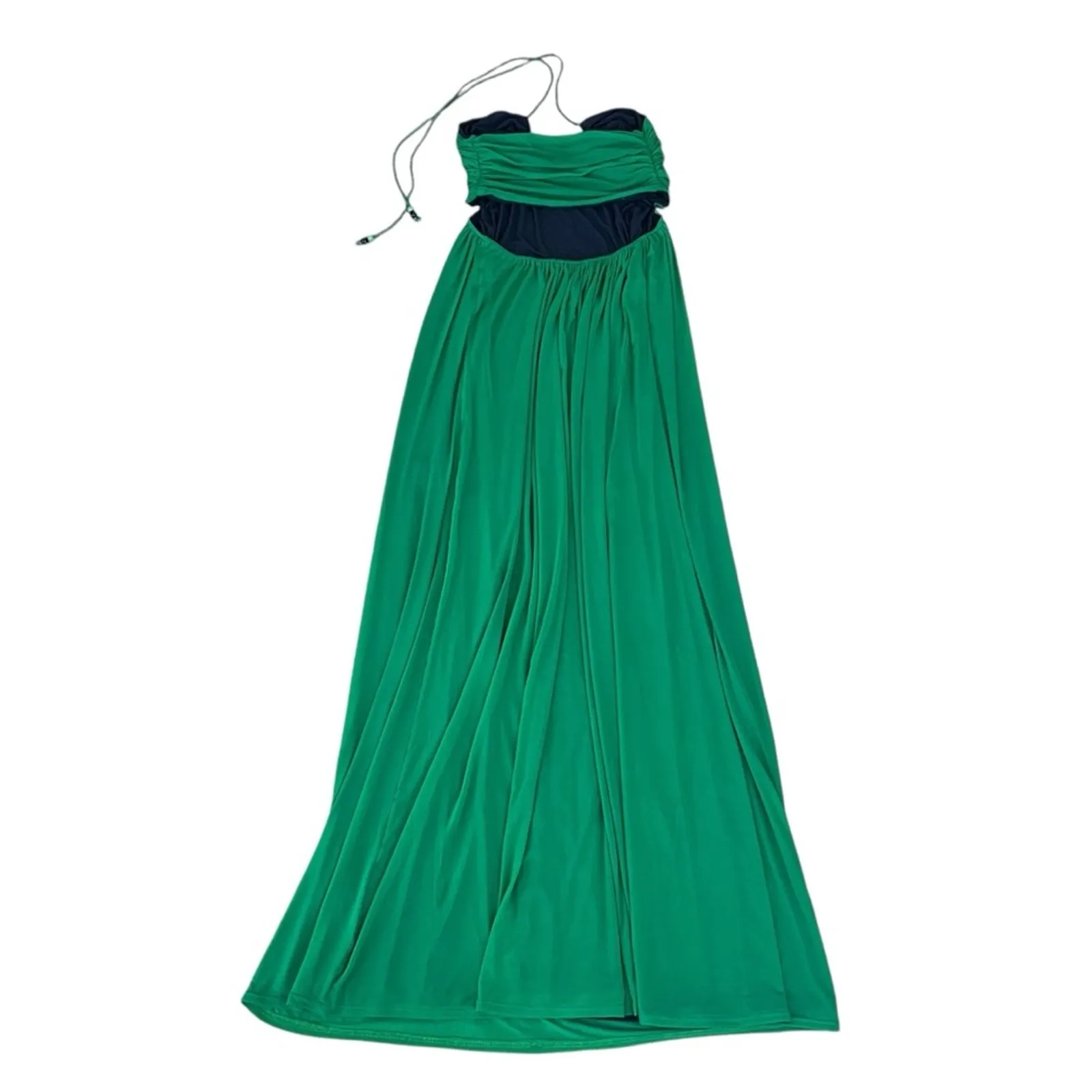 Staud Kanha Reversible Mesh Halter Dress Clover Green Deep Sea Blue Maxi Dress - Image 8