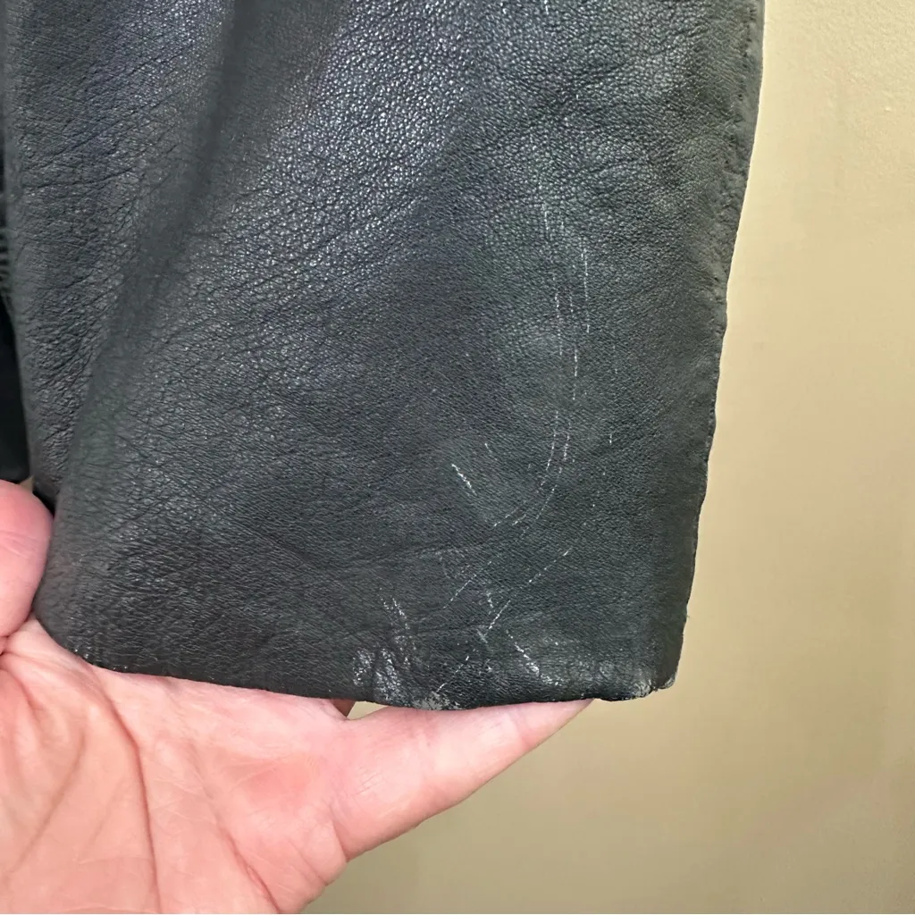 Vintage Pelle Two Toned Black & Burgundy Long Leather Trench Coat Womens Medium - Image 9