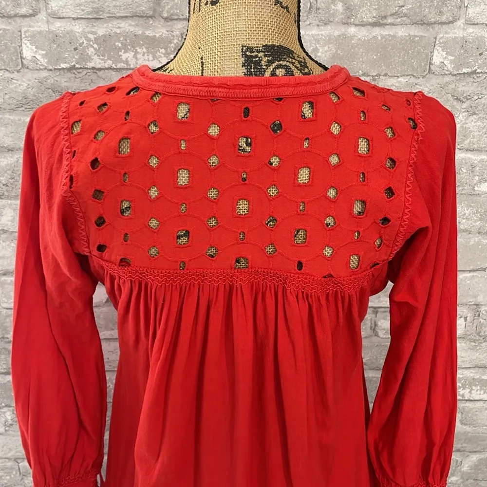 Madewell Daybreak Eyelet Linen
Orange Red Mini Long Sleeve Dress - Image 6