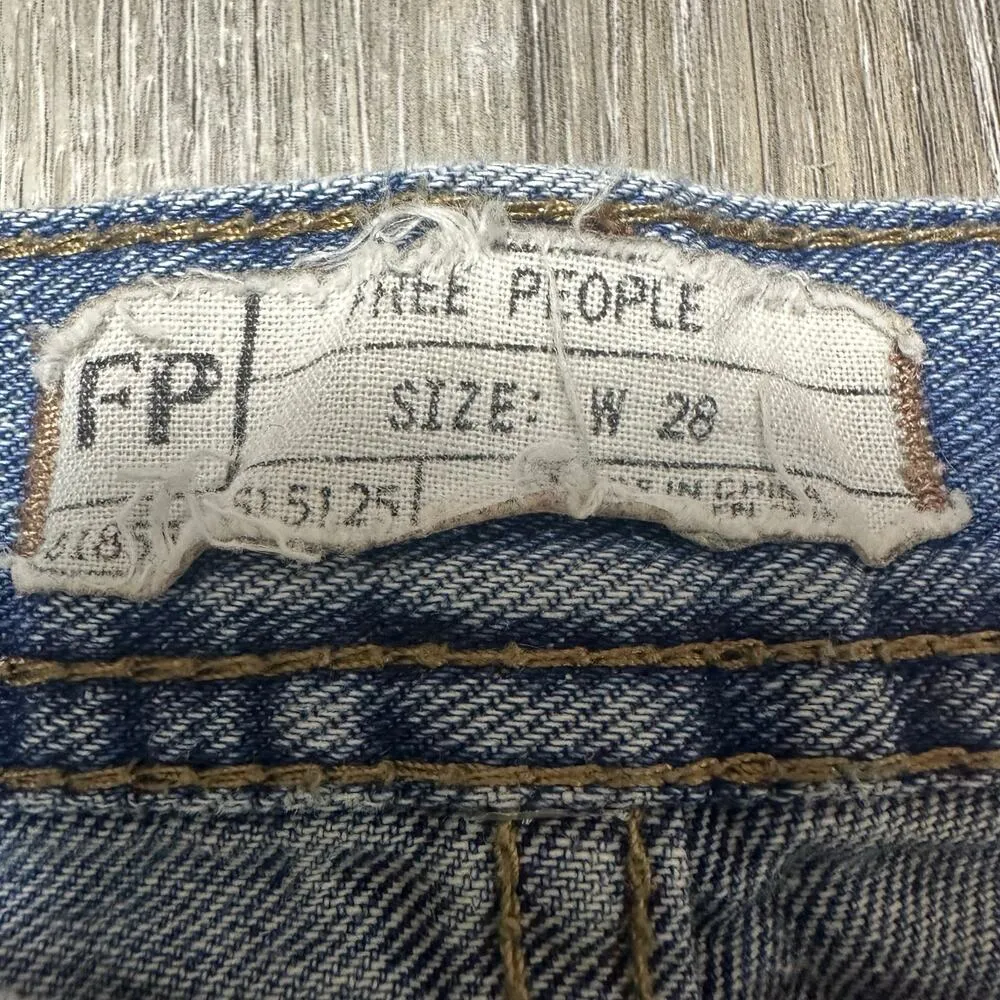 Free People Distressed Jean Shorts Button Fly - Image 5