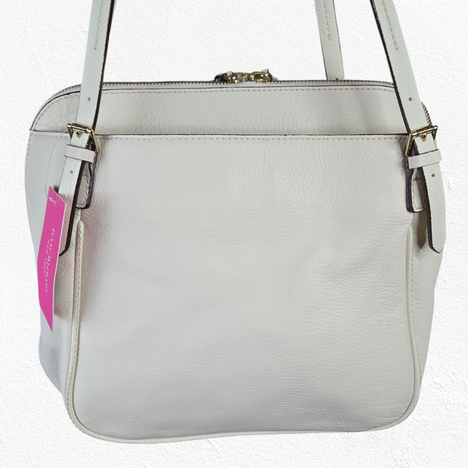 Isaac Mizrahi Ivory White Claudette Tote Bag Leather Satchel Shoulder Handbag - Image 5