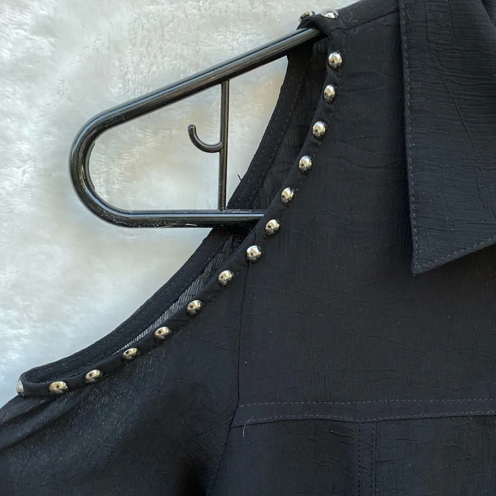 2B BEBE Cold Shoulder Polyester Blouse Black - Image 4