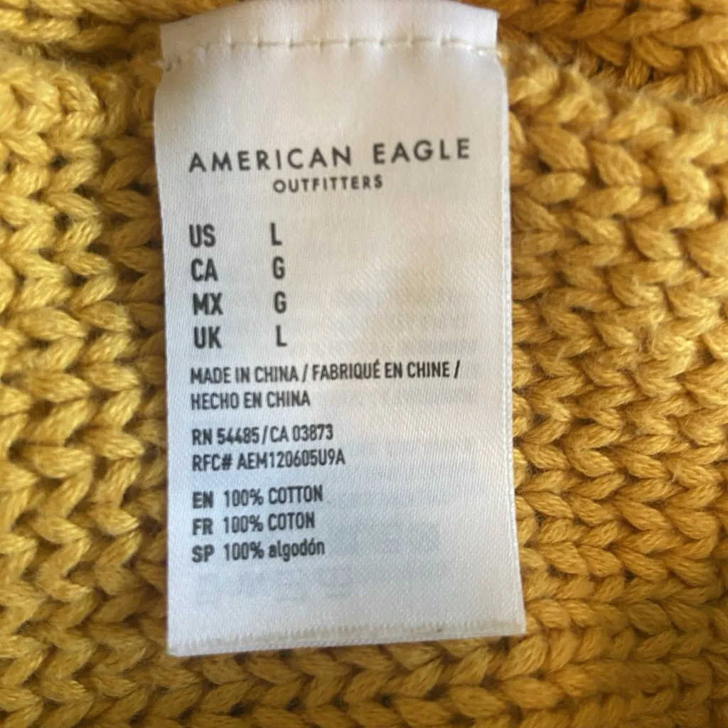 American Eagle Crochet Knit Babydoll Cami Top Sz L Gold Y2K Coquette Boho Hippie - Image 6