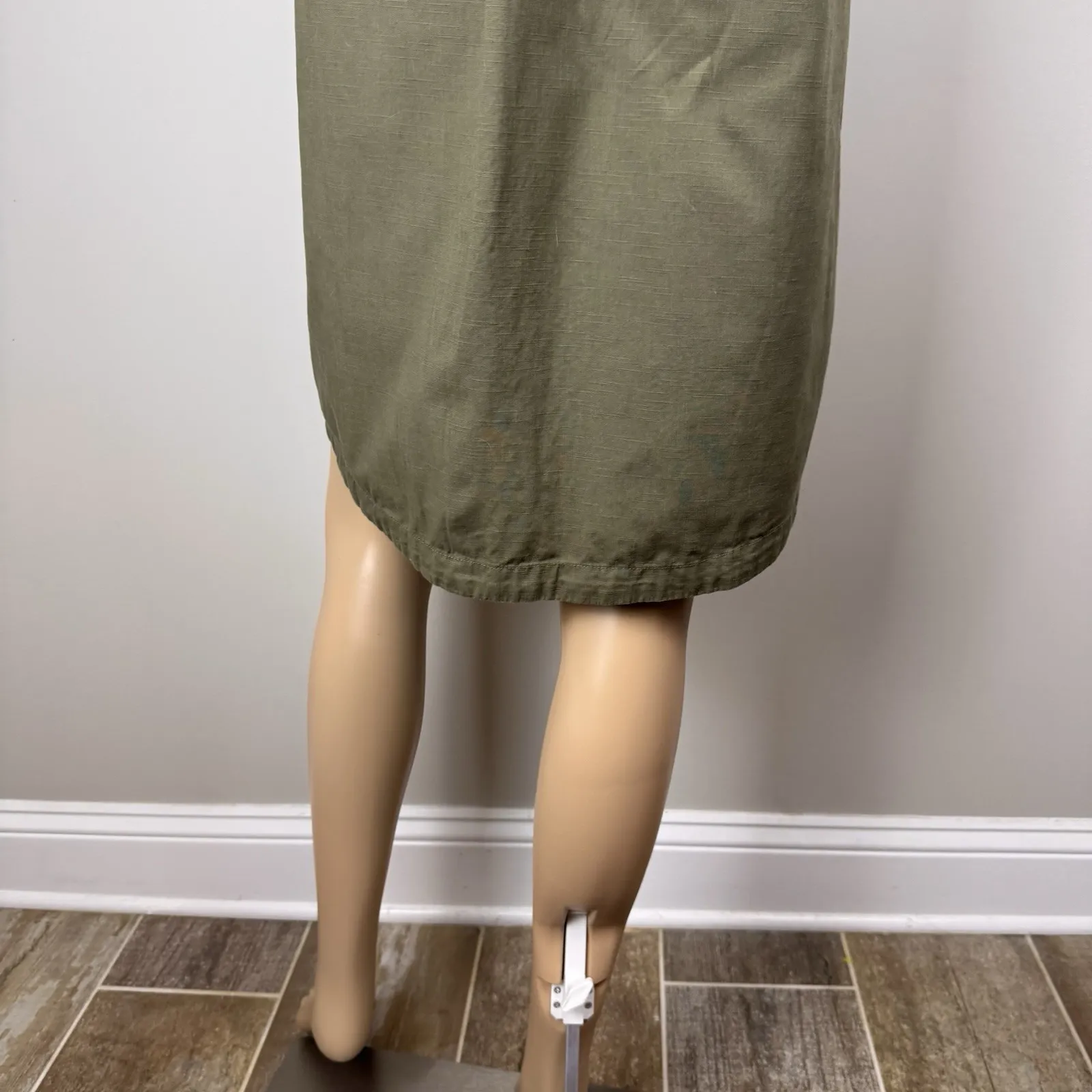 Karen Scott Dress Womens Sz M Green Cotton 1/4 Button Utility Shirt Short Sleeve - Image 6