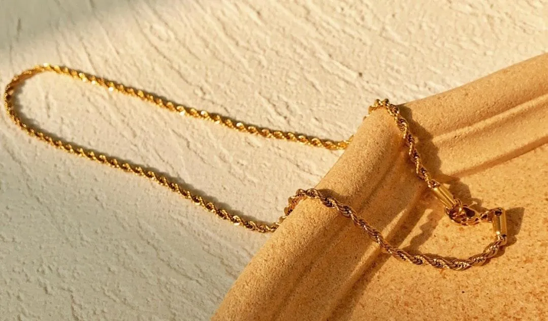 3mm rope chain necklace Gold - Image 2