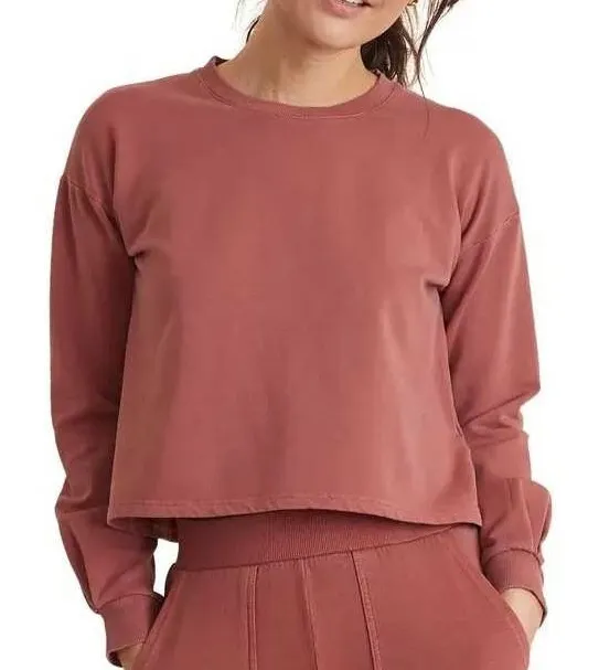 Marine Layer Tate Crop Sweatshirt Red Ochre Muted Comfy Modal Cotton Womens XL - Image 1