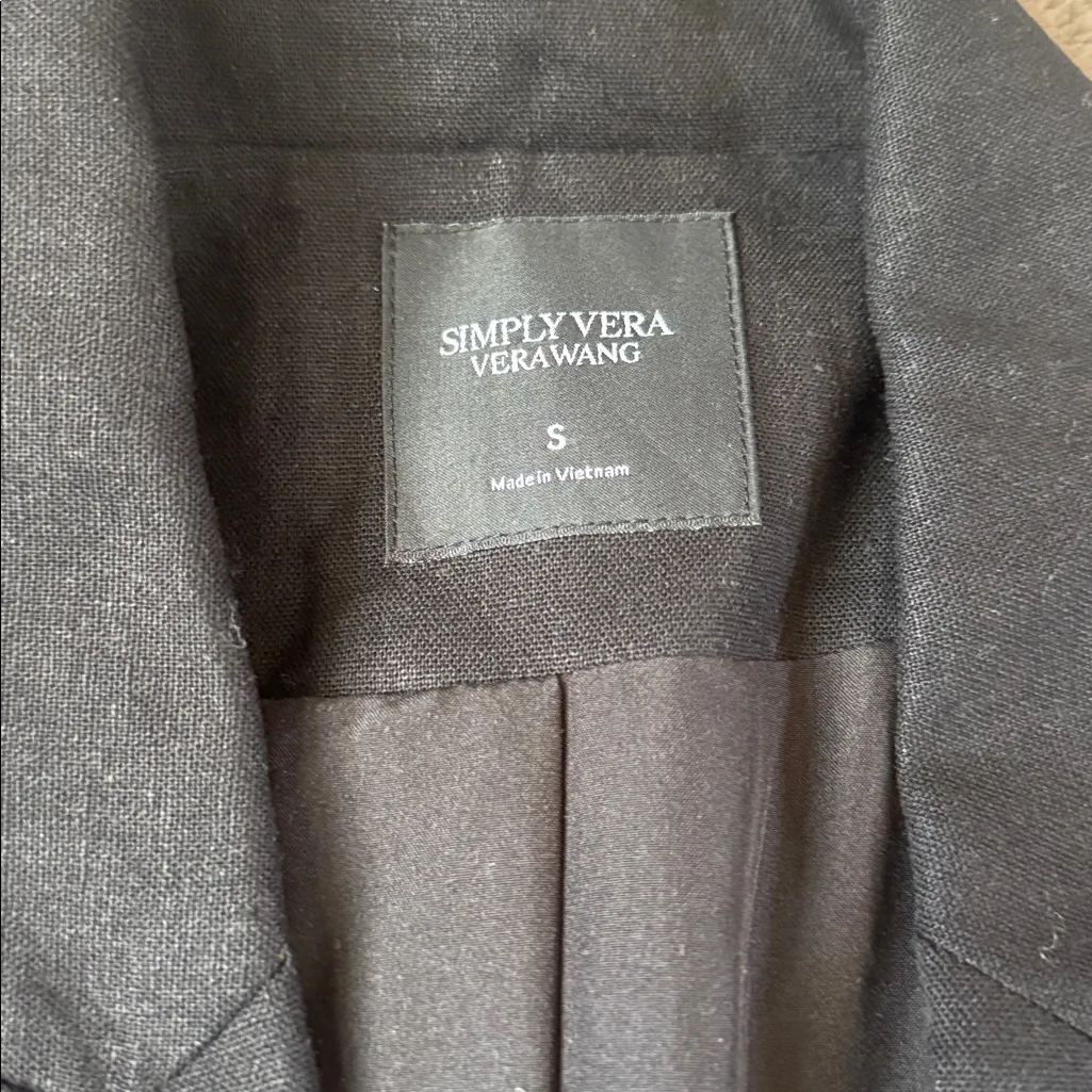 Simply Vera Vera Wang Black Linen Blend Blazer SIZE S - Image 4