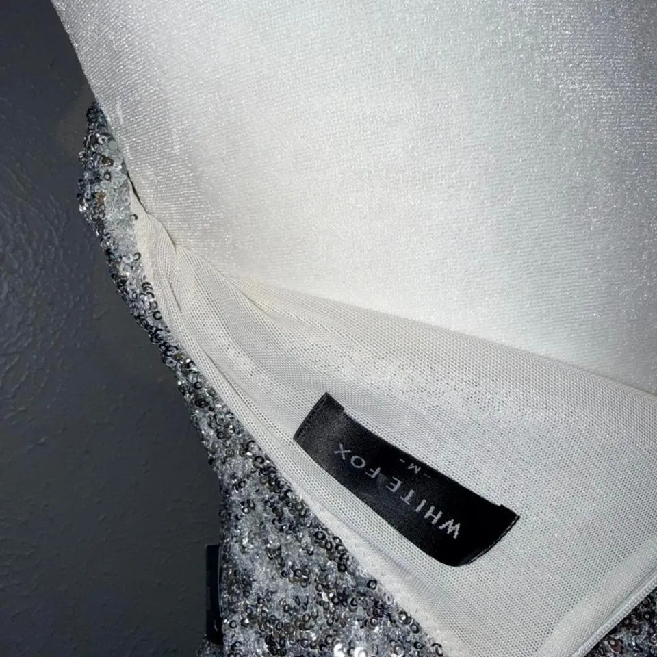 White Fox Let's Have a Party Mini Dress Silver Medium - Image 4