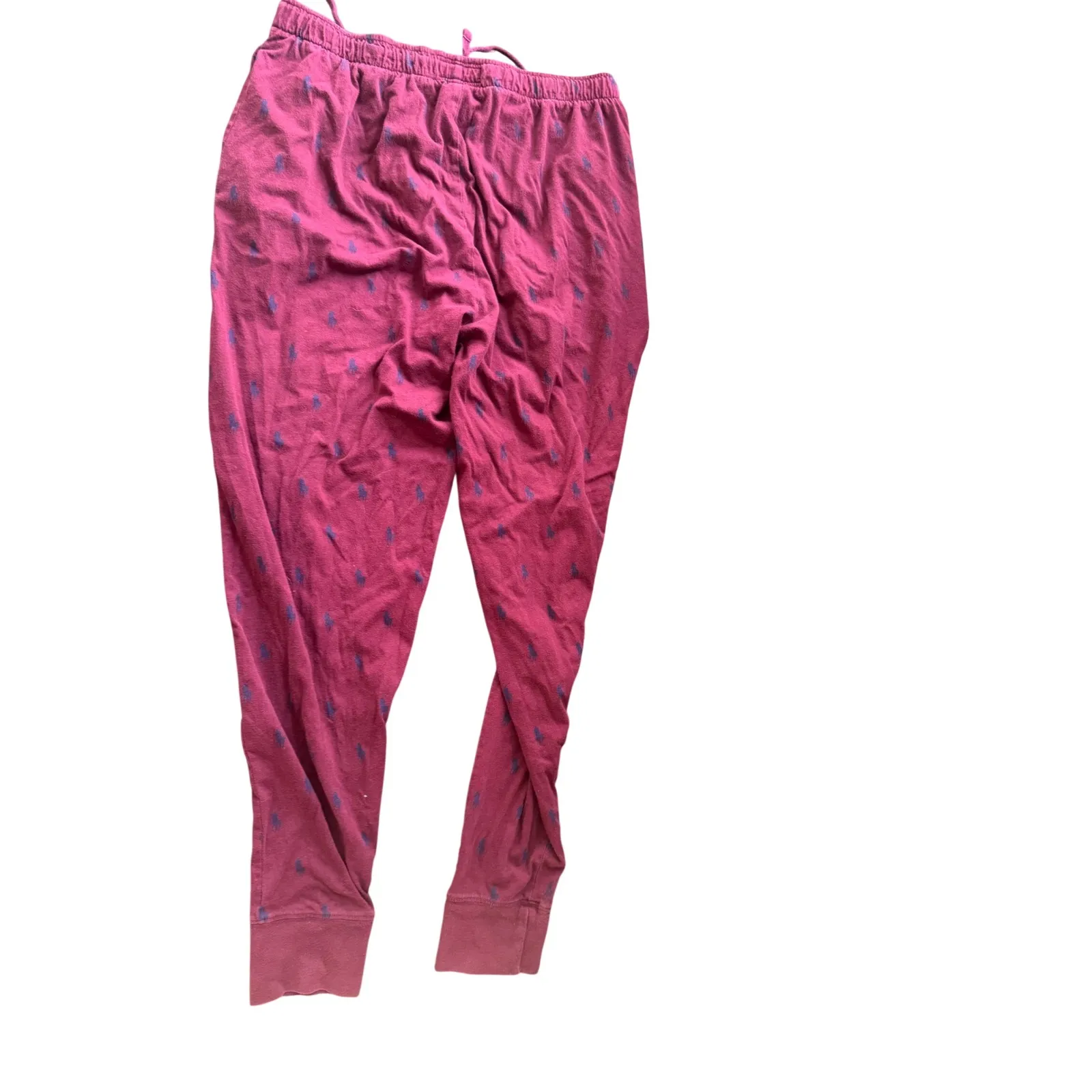 Polo Ralph Lauren Mens Burgundy Pajama Pants All Over Pony Logo Sleepwear Size M - Image 2