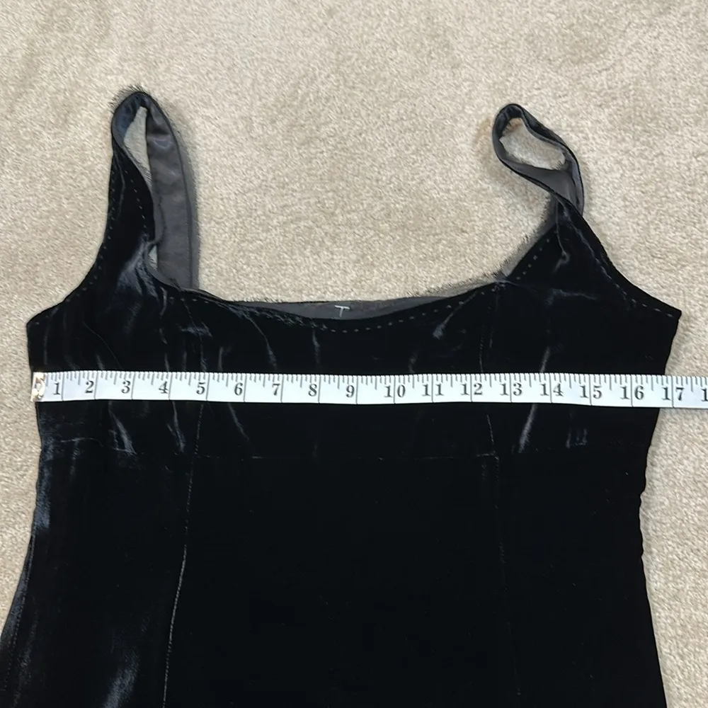 T Tahari Black Crushed Velvet Rayon Silk Sleeveless Dress Women Size Medium - Image 9
